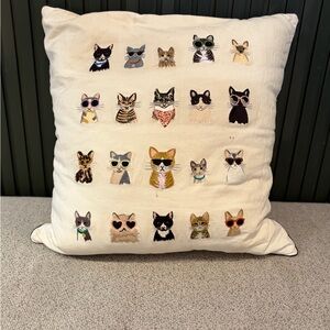 Cat Embroidered Cushion Riffle Paper co - Cream